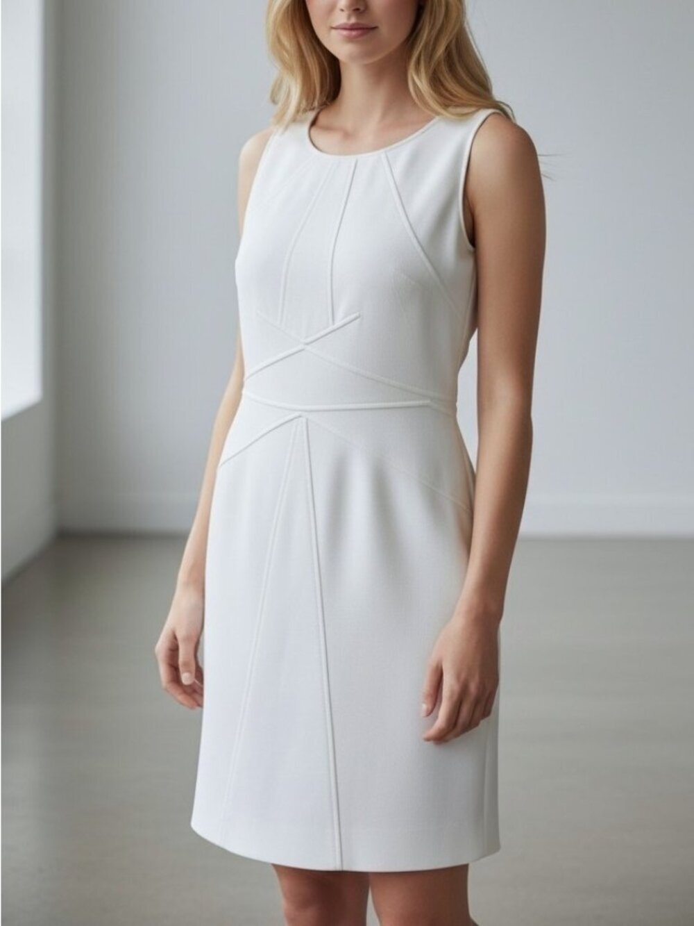 Zac Posen White Sleeveless Fit & Flare Knit Dress Size 10 Designer Sheath